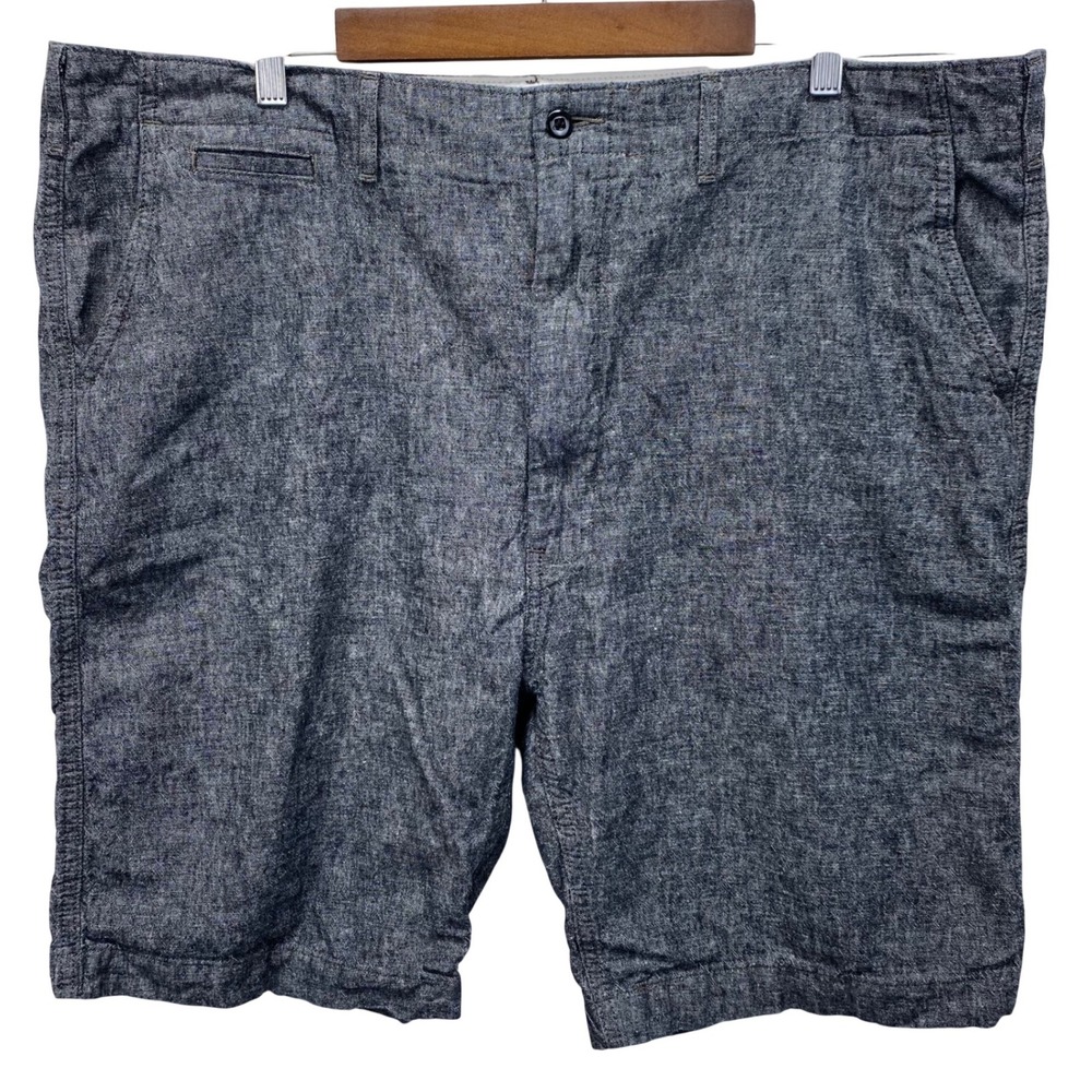 Levis Mens 40 Blue Heathered Grey Linen‎ Cotton Blend Flat Front Shorts Bermuda